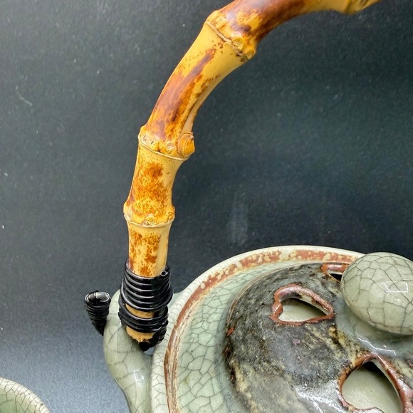 VTG Otagiri SomaWare Somayaki MCM Japan Tea Pot Set Green 6 Cups Golden Horse - Picture 3 of 16